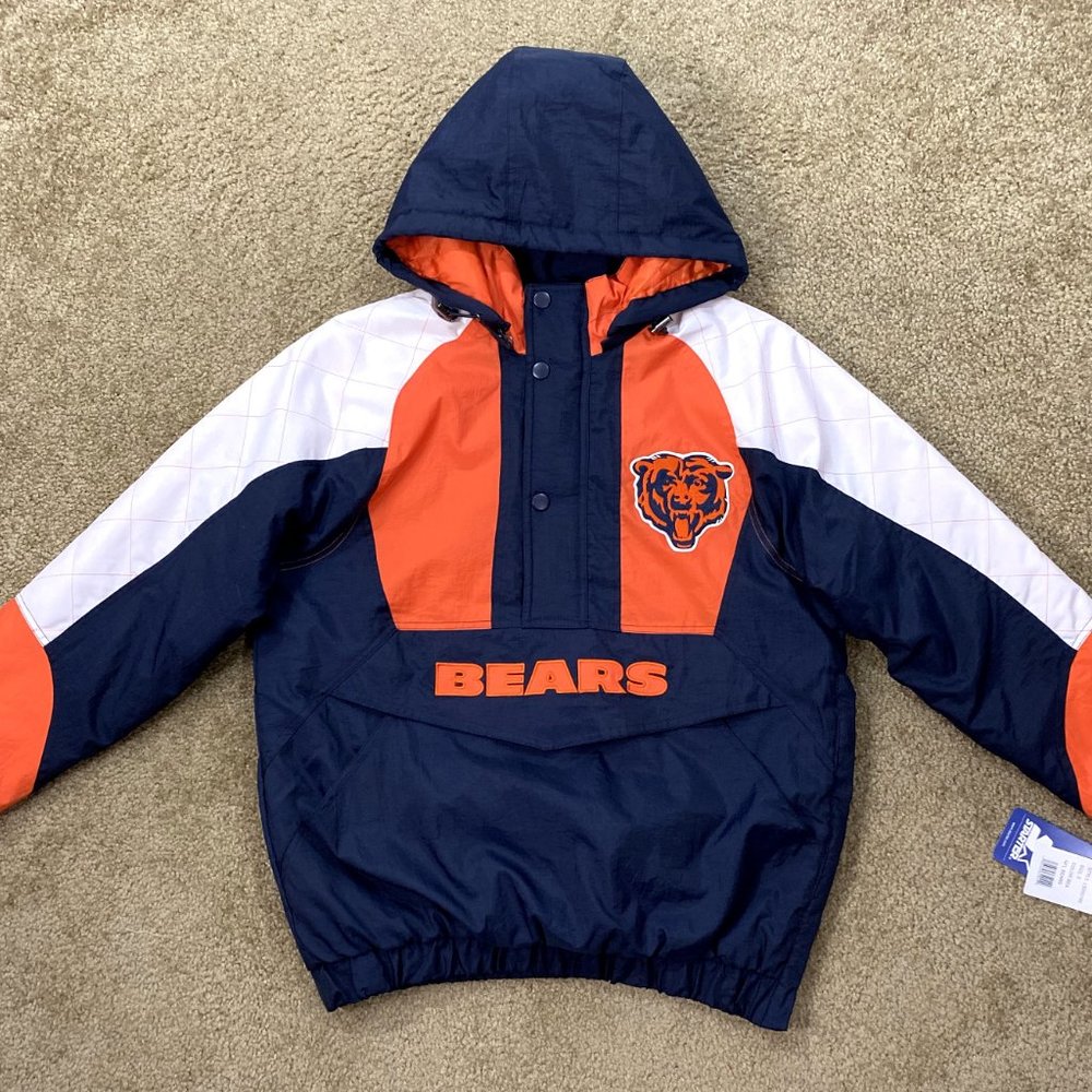 CHICAGO BEARS STARTER NFL Half Zip Hooded Jacket M L XL - Picture 6 of 10